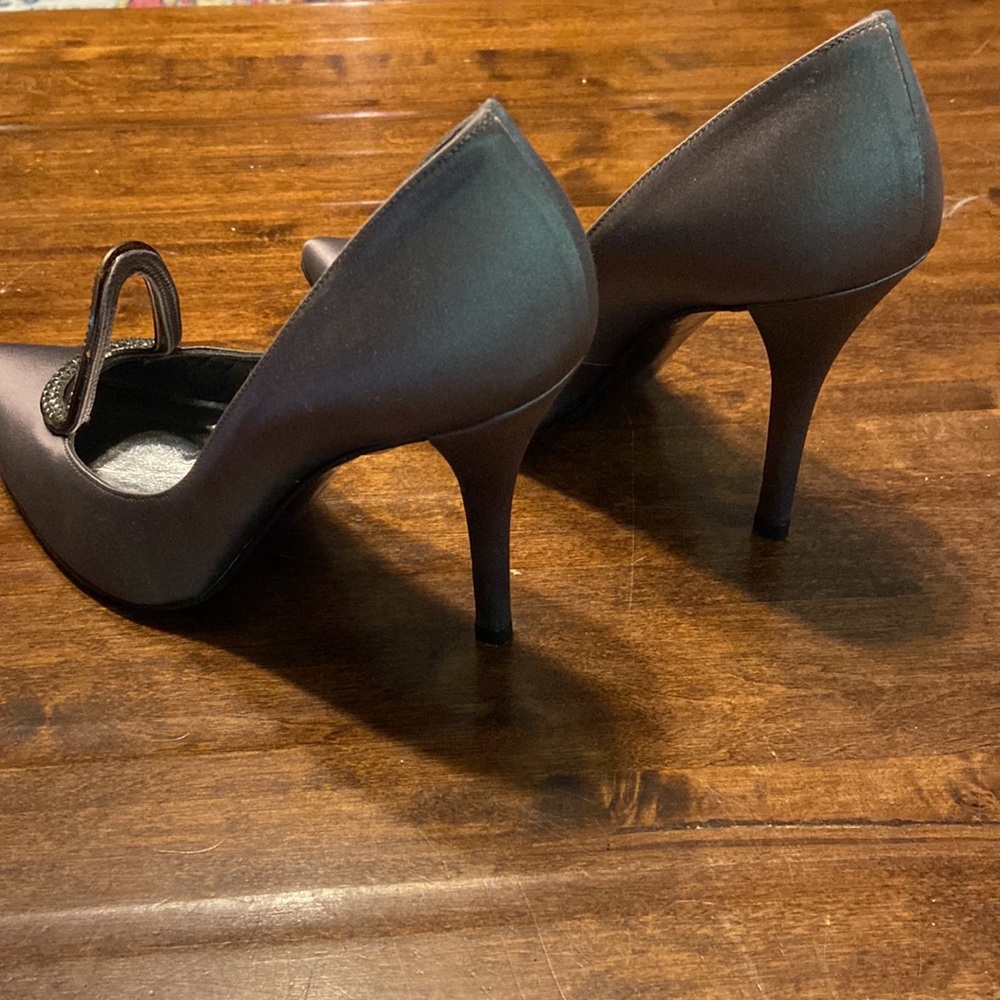 Stuart Weitzman Charcoal Satin Stilletos - image 2